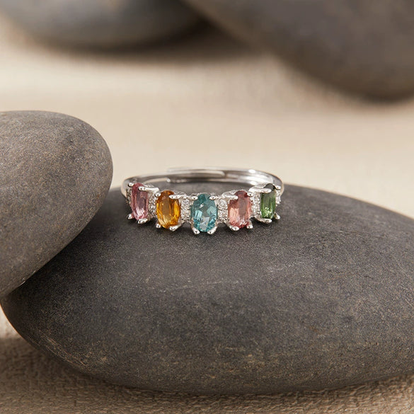 Wholesale Women's Natural Tourmaline Ring In S925 Sterling Silver Geometric Style Set With Gemstones