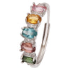 Wholesale Women's Natural Tourmaline Ring In S925 Sterling Silver Geometric Style Set With Gemstones