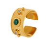 Wholesale Women's Natural Turquoise Long Stripe Geometric Zircon Opening Adjustable Stainless Steel Ring With Electroplating