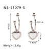 Wholesale Women's Natural White Shell Geometric Heart Shaped Pendant Earrings In Ins Style Made Of Stainless Steel With 18K Vacuum Plating In Furnace