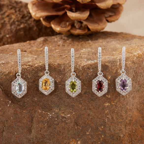 Wholesale Women's Natural Yellow Crystal Amethyst Necklace Set With S925 Sterling Silver Geometric Style