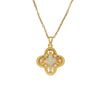 Wholesale Women's Necklace Geometric Cut Out Fourleaf Flower Design Inlaid Zircon Copper Stainless Steel 18K Gold Plated O Word Chain