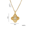 Wholesale Women's Necklace Geometric Cut Out Fourleaf Flower Design Inlaid Zircon Copper Stainless Steel 18K Gold Plated O Word Chain