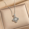 Wholesale Women's Necklace Geometric Cut Out Fourleaf Flower Design Inlaid Zircon Copper Stainless Steel 18K Gold Plated O Word Chain