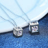 Wholesale Women's Necklace S925 Silver Moissanite Love Rubik's Cube Pendant Platinum Plated Geometric Style