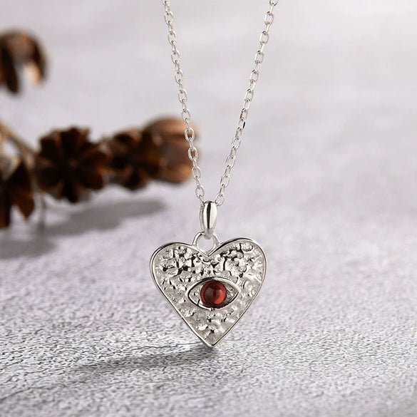 Wholesale Women's Necklace 925 Sterling Silver Heartshaped With Natural Sapphire Moonstone Garnet Pearl Geometric Design