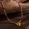 Wholesale Women's Necklace 925 Sterling Silver Heartshaped With Natural Sapphire Moonstone Garnet Pearl Geometric Design
