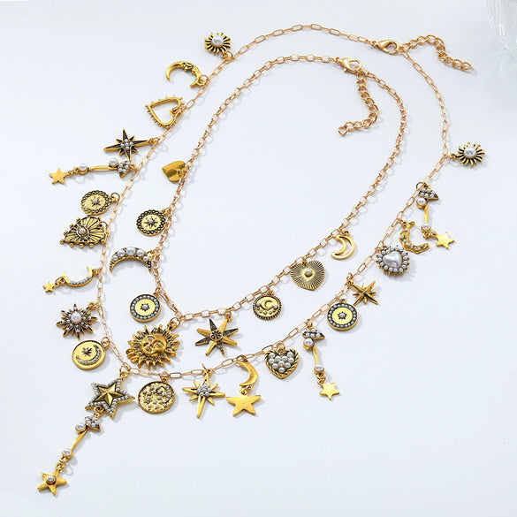 Wholesale Women's Necklace Zinc Alloy Geometric Star Heart Shape Electroplating Fashion Minimalist Style