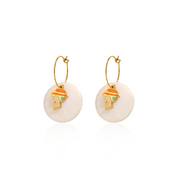 Wholesale Women's Neutral Style Geometric Shell Earrings With Stainless Steel Ear Needles And Electroplating