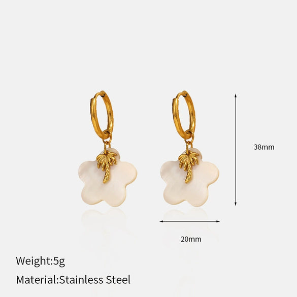 Wholesale Women's Neutral Style Geometric Shell Earrings With Stainless Steel Ear Needles And Electroplating