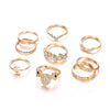 Wholesale Women's New Retro Gold 9 Piece Set Combination Ring In Geometric Pattern Alloy Material With Electroplating