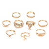 Wholesale Women's New Retro Gold 9 Piece Set Combination Ring In Geometric Pattern Alloy Material With Electroplating