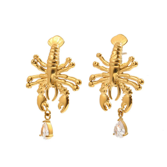 Wholesale Women's Niche Animal Zodiac Style Stainless Steel 18K Gold Plated Stud Earrings
