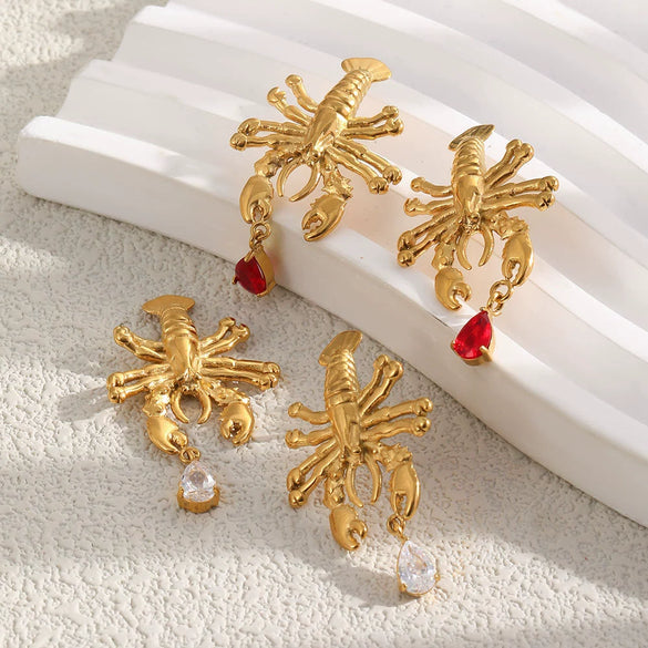 Wholesale Women's Niche Animal Zodiac Style Stainless Steel 18K Gold Plated Stud Earrings