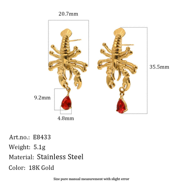 Wholesale Women's Niche Animal Zodiac Style Stainless Steel 18K Gold Plated Stud Earrings