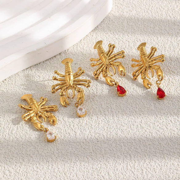 Wholesale Women's Niche Animal Zodiac Style Stainless Steel 18K Gold Plated Stud Earrings