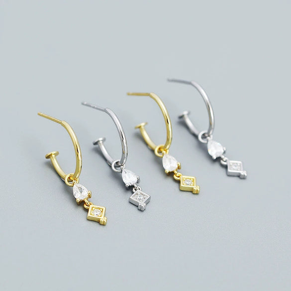 Wholesale Women's Niche Creative Earrings S925 Silver Geometric Tassel Design With Electroplating