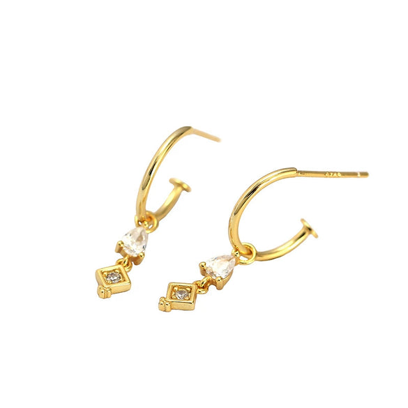 Wholesale Women's Niche Creative Earrings S925 Silver Geometric Tassel Design With Electroplating