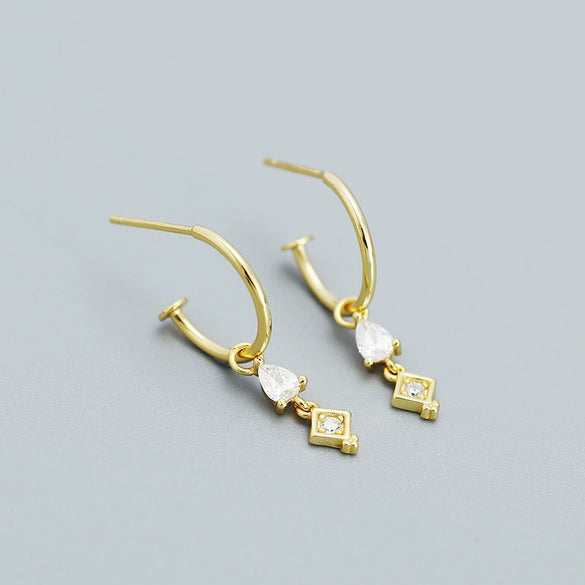 Wholesale Women's Niche Creative Earrings S925 Silver Geometric Tassel Design With Electroplating