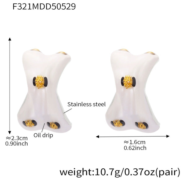 Wholesale Women's Niche Design Geometric Ferris Wheel Oil Dripping Cshaped Electroplated Stainless Steel And Enamel Glaze Earrings