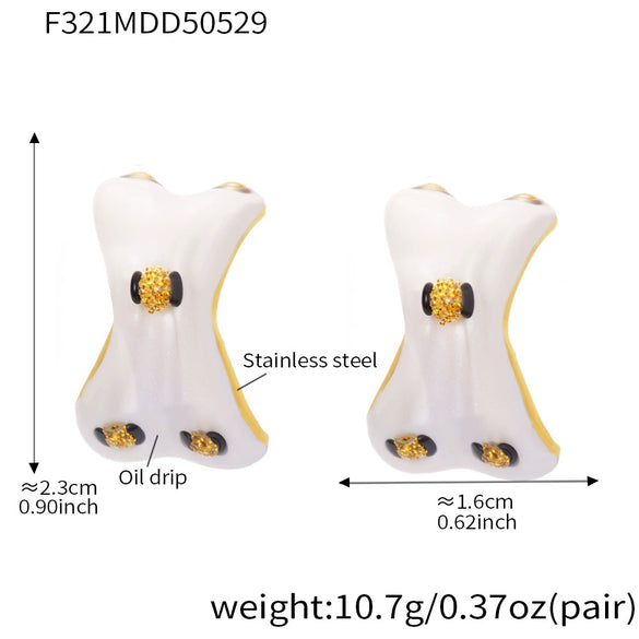 Wholesale Women's Niche Design Geometric Ferris Wheel Oil Dripping Cshaped Electroplated Stainless Steel And Enamel Glaze Earrings