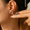 Wholesale Women's Niche Design Geometric Half Moon Glass Stone 316L Stainless Steel 18K Gold Plated Earrings