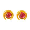 Wholesale Women's Niche Design Geometric Half Moon Glass Stone 316L Stainless Steel 18K Gold Plated Earrings