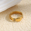 Wholesale Women's Niche Design Geometric Stainless Steel 18K Goldplated Oval Raised Diamond Ring Jewelry Accessories