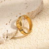 Wholesale Women's Niche Design Geometric Stainless Steel 18K Goldplated Oval Raised Diamond Ring Jewelry Accessories