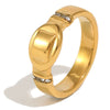 Wholesale Women's Niche Design Geometric Stainless Steel 18K Goldplated Oval Raised Diamond Ring Jewelry Accessories
