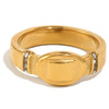 Wholesale Women's Niche Design Geometric Stainless Steel 18K Goldplated Oval Raised Diamond Ring Jewelry Accessories
