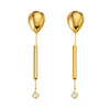 Wholesale Women's Niche Design Geometric Stainless Steel Microinlaid Zircon Electroplated Long Tassel Pendant Earrings
