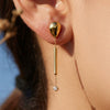 Wholesale Women's Niche Design Geometric Stainless Steel Microinlaid Zircon Electroplated Long Tassel Pendant Earrings
