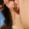 Wholesale Women's Niche Design Geometric Stainless Steel Microinlaid Zircon Electroplated Long Tassel Pendant Earrings