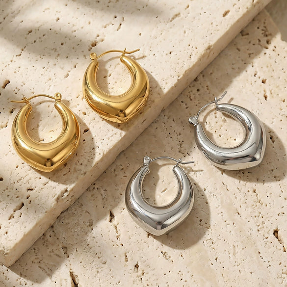 Wholesale Women's Niche Design Geometric Ushaped Stainless Steel 18K Gold Plated Earrings