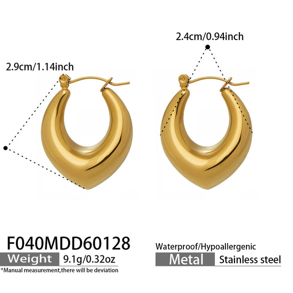 Wholesale Women's Niche Design Geometric Ushaped Stainless Steel 18K Gold Plated Earrings