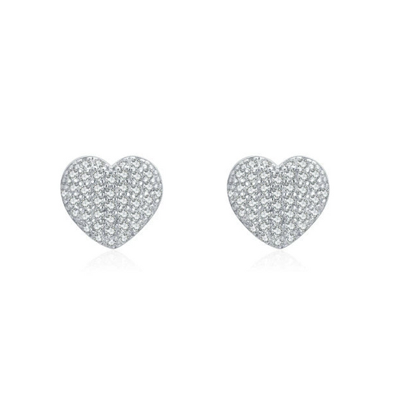 Wholesale Women's Niche Design S925 Sterling Silver Heart Shaped Diamond Microinlaid Earrings