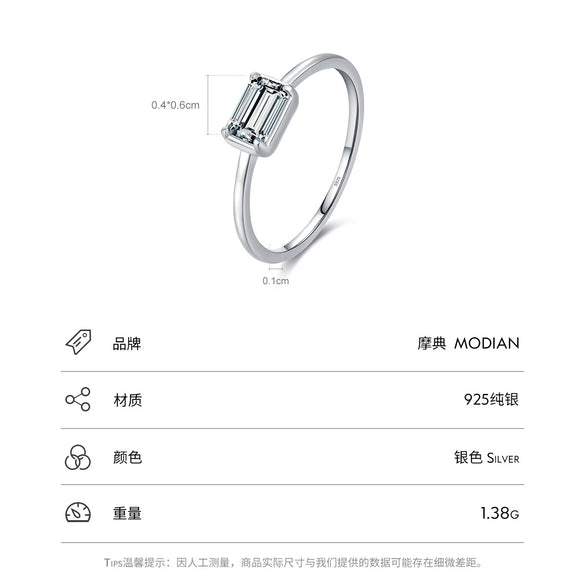 Wholesale Women's Niche Design S925 Sterling Silver Square Zircon Inlay Heartshaped Ring