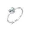 Wholesale Women's Niche Design S925 Sterling Silver Square Zircon Inlay Heartshaped Ring