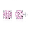 Wholesale Women's Niche Design 925 Silver Earrings Set With Diamonds And Pink Rose Flower Pattern