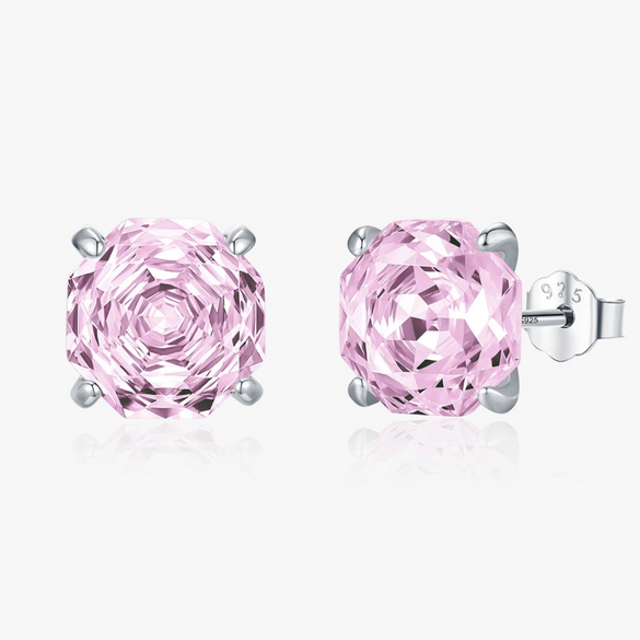 Wholesale Women's Niche Design 925 Silver Earrings Set With Diamonds And Pink Rose Flower Pattern