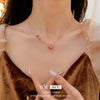 Wholesale Women's Niche Fashion Crystal Love Heart Shaped Clavicle Chain With Pink Diamond Embedded And Electroplated Design