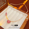Wholesale Women's Niche Fashion Crystal Love Heart Shaped Clavicle Chain With Pink Diamond Embedded And Electroplated Design