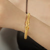 Wholesale Women's Niche Fashion Joker Spring Bracelet Jewelry 316L Stainless Steel 18K Gold Plated