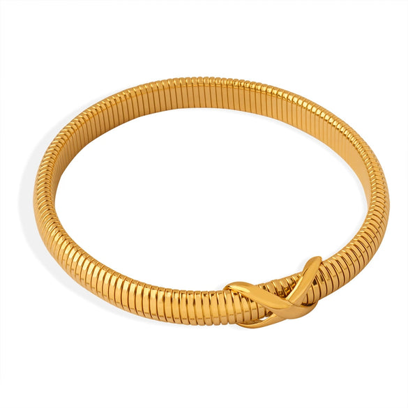Wholesale Women's Niche Fashion Joker Spring Bracelet Jewelry 316L Stainless Steel 18K Gold Plated