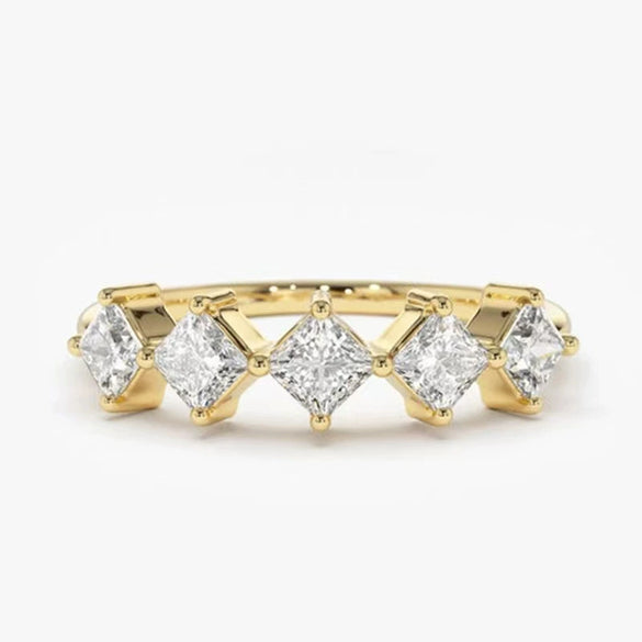 Wholesale Women's Niche Geometric Copper Ring With Zircon And Heart Shape