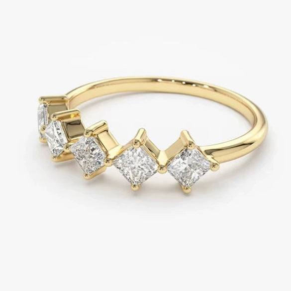 Wholesale Women's Niche Geometric Copper Ring With Zircon And Heart Shape