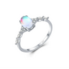 Wholesale Women's Niche Geometric Eggshaped S925 Sterling Silver Moonstone Jewelry Bracelet And Closed Ring