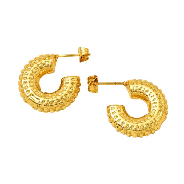Wholesale Women's Niche Geometric Electroplated Titanium Steel Earrings
