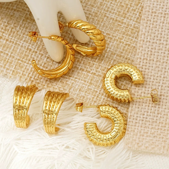 Wholesale Women's Niche Geometric Electroplated Titanium Steel Earrings